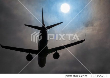 Sendai Airport in the morning, airplane taking off, Natori City, Miyagi Prefecture Sendai Airport in the morning, airplane taking off, Natori City, Miyagi Prefecture 128455702