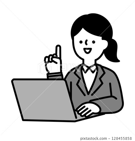 Image illustration of a smiling business woman having an online conversation 128455858