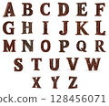 Ornate Carved Wooden Alphabet Set 128456071