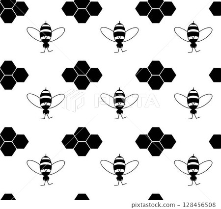 World bee day vector design. bee and honeycomb seamless pattern. Vector graphic line illustration. design for fashion graphics, textile prints, fabrics, wallpapers. World bee day vector design. bee and honeycomb seamless pattern. Vector graphic line illustration. design for fashion graphics, textile prints, fabrics, wallpapers. 128456508