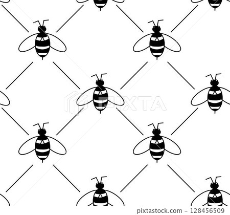 Abstract Geometric Bee Striped seamless pattern. Vector graphic line illustration. background for banners, print for fabric, labels, t-shirt printing. for package, holiday design, fabric and textile. 128456509