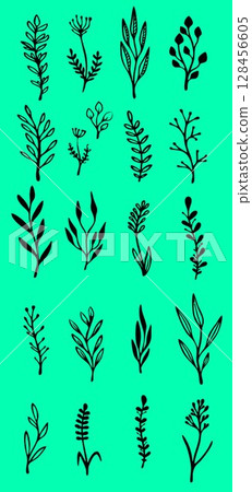 Set of vector blades of grass Set of vector blades of grass 128456605