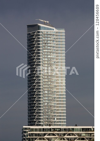 View of the lighthouse in Aarhus, the tallest building in Denmark 128456689