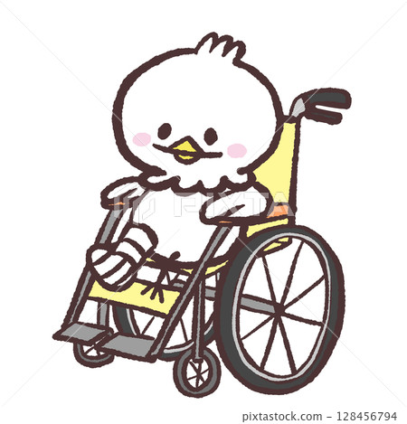 輪椅上的一隻白鳥的插圖 128456794