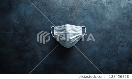 Medical face mask on dark background symbolizing covid-19 pandemic Medical face mask on dark background symbolizing covid-19 pandemic 128456858