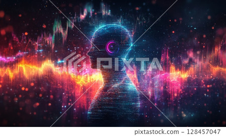 Artificial intelligence processing big data in a futuristic cyberspace 128457047