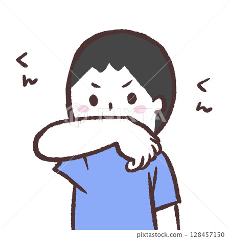 一名男子聞自己氣味的插圖 一名男子聞自己氣味的插圖 128457150