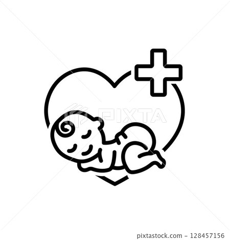 Vector black line icon for Pediatric care Vector black line icon for Pediatric care 128457156