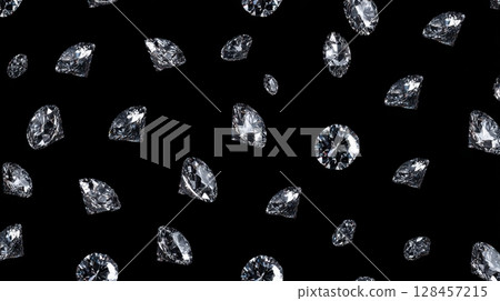 Sparkling Diamonds on a Rich Black Background  A Luxurious and Elegant Concept 128457215