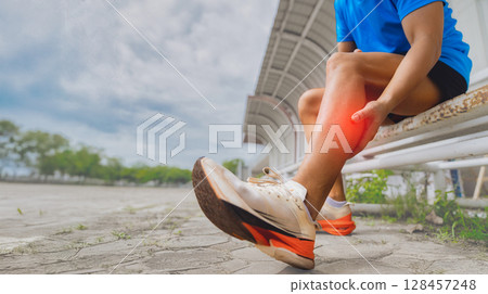 Leg Pain in Runner After Exercise Injury 128457248