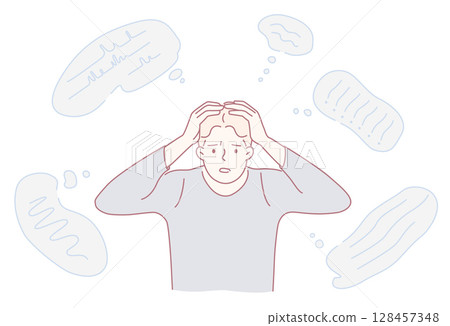 An Illustration Highlighting Mental Stress and the Overthinking Process in Daily Life 128457348