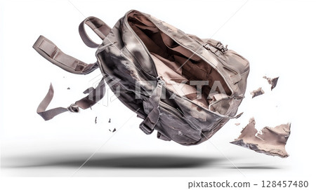 The moment a burnt, damaged bag collapses in mid-air 128457480