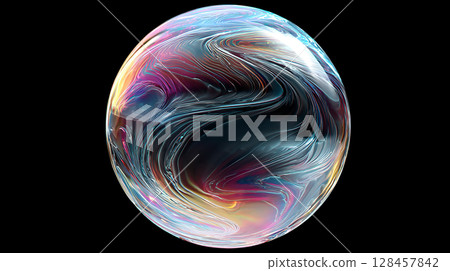 肥皂泡反射著漂浮在黑夜中的光粒子 肥皂泡反射著漂浮在黑夜中的光粒子 128457842