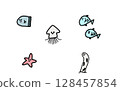 Lazy sea creatures illustration set 128457854