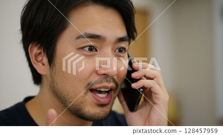A man talking on a smartphone 128457959