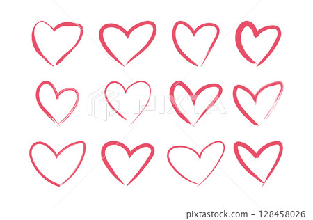 手繪心形圖示畫筆筆可愛的手繪心形圖示集 128458026
