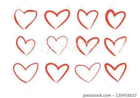 手繪心形圖示畫筆筆可愛的手繪心形圖示集 128458027
