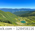 Beautiful mountain landscape with lakes and blue sky. 128458116