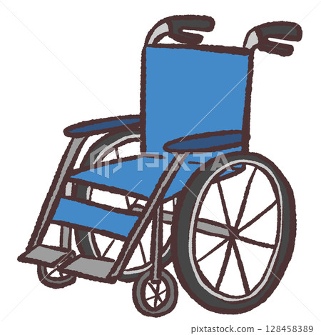 藍色輪椅插圖 藍色輪椅插圖 128458389