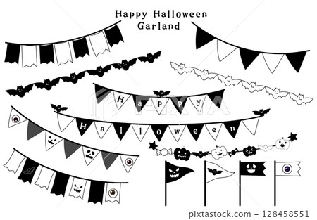 Halloween Garland Set Monochrome Halloween Garland Set Monochrome 128458551