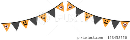 Halloween orange black garland 128458556