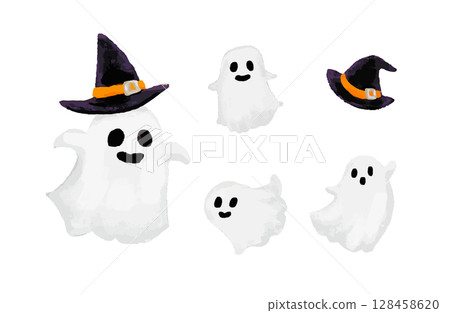 可愛的萬聖節鬼的插圖 128458620