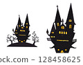 Halloween castle silhouette illustration 128458625
