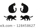 Cute black cat illustration set 128458627