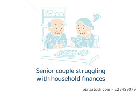 Senior couple struggling with financial issues (no main line) 128459079