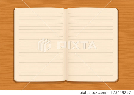 開放的空白筆記本的手繪插圖(複製空間) 開放的空白筆記本的手繪插圖(複製空間) 128459297