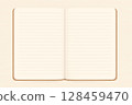 自然書桌上打開的筆記本的手繪插圖（複製空間） 128459470