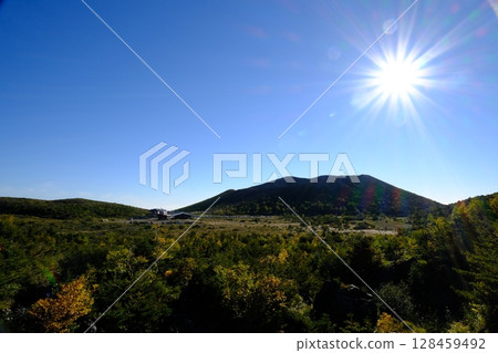 Landscape of the sun and mountains Landscape of the sun and mountains 128459492