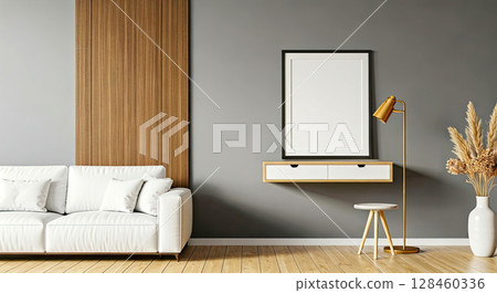 Architectural modern office interior design with white sofa 128460336