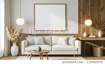 Architectural modern office interior design with white sofa. Mock up Architectural modern office interior design with white sofa. Mock up 128460339
