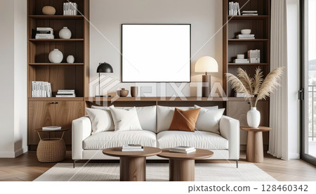 Architectural modern office interior design with white sofa. Mock up Architectural modern office interior design with white sofa. Mock up 128460342
