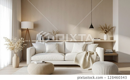 Architectural modern office interior design with white sofa 128460343