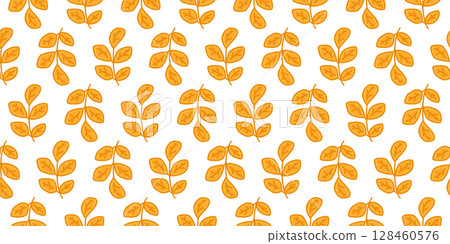 Seamless Orange Autumn Leaf Pattern. Seamless Orange Autumn Leaf Pattern. 128460576