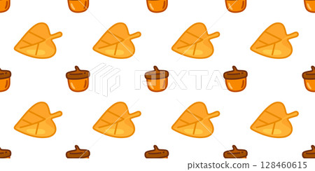 Acorn and Leaf Seamless Pattern Acorn and Leaf Seamless Pattern 128460615