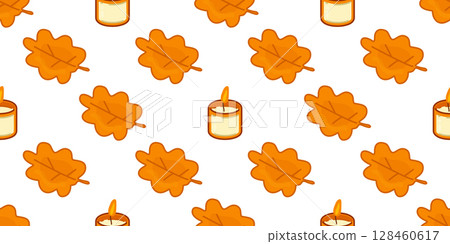 Autumn Candle Seamless Pattern 128460617