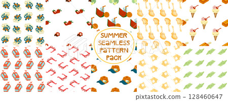 Summer Seamless Pattern Pack Summer Seamless Pattern Pack 128460647