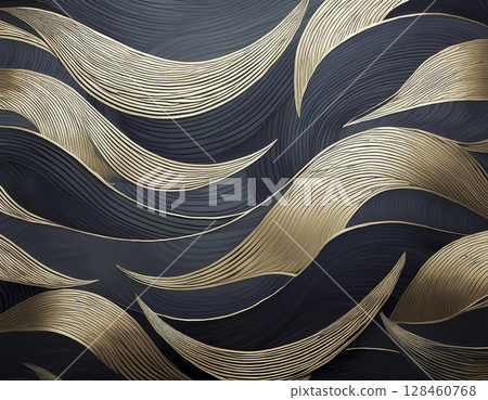 日本紙紋理圖像素材:黑色上的金波 日本紙紋理圖像素材:黑色上的金波 128460768