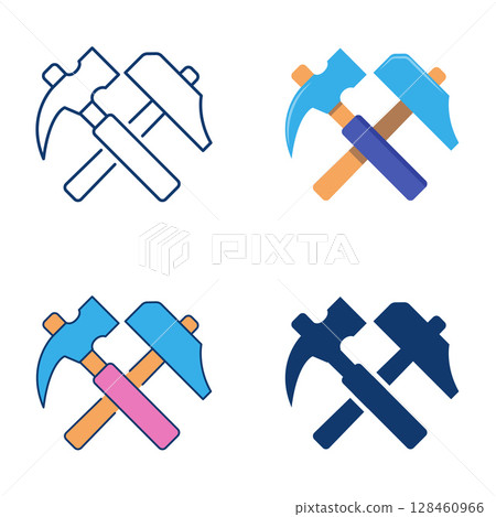 Two crossed hammers icon set Two crossed hammers icon set 128460966