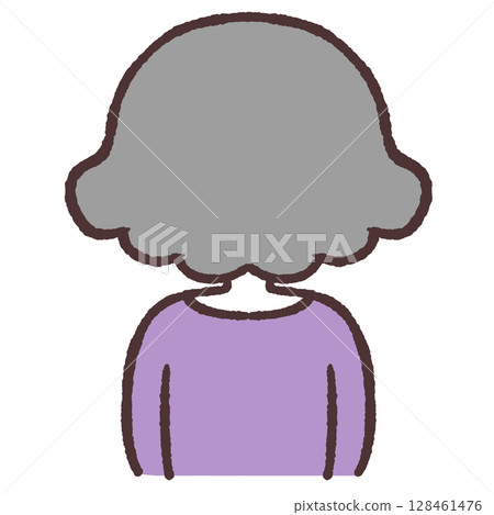 一位面朝後方的老年婦女的插圖 128461476