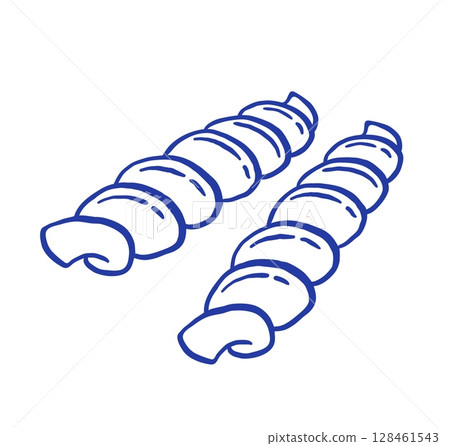 Hand drawn pasta vector illustration. Fusilli isolated on white background. Italian food 128461543