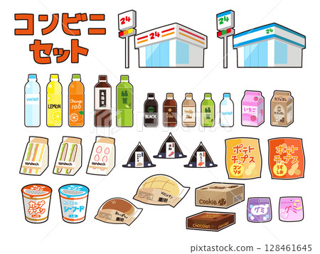 Convenience store product illustration set 128461645