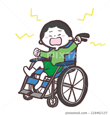 不喜歡輪椅的男孩的插圖 128462137