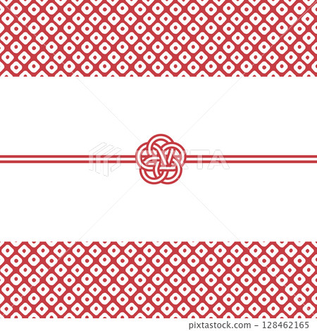 Japanese-style background design featuring a kanoko pattern and red plum-knotted mizuhiki | Mizuhiki, kanoko, Japanese pattern, background, decorative frame 128462165