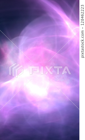 Ethereal purple and pink glowing mist swirling in abstract light formation Ethereal purple and pink glowing mist swirling in abstract light formation 128462223