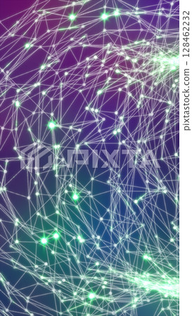 Abstract digital network with glowing green nodes and connecting white lines Abstract digital network with glowing green nodes and connecting white lines 128462232