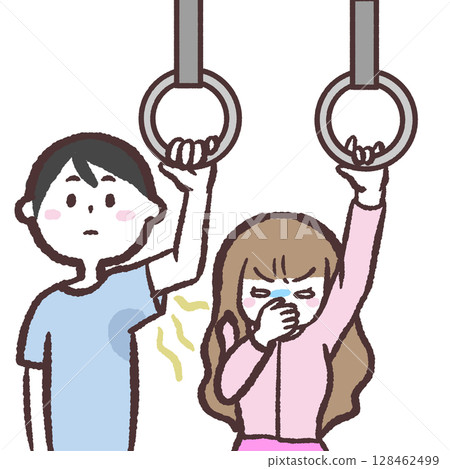 Illustration of armpit odor on a train 128462499